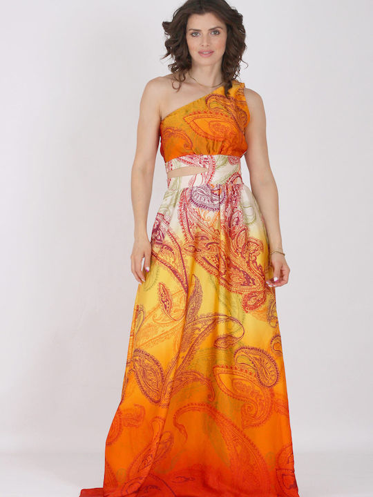 Satin maxi dress with openings