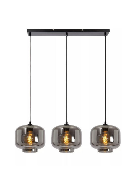 Lucide Lightning Medine Pendant Light Three-Light Rail for Socket E27 Gray