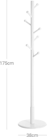 Vasagle Cuiere de podea Lemn Alb 38x38x175cm