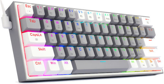 Redragon K616-RGB Fizz Pro Gaming Μηχανικό Πληκτρολόγιο Tenkeyless με Custom Red διακόπτες και RGB φωτισμό (Αγγλικό US) White/Grey