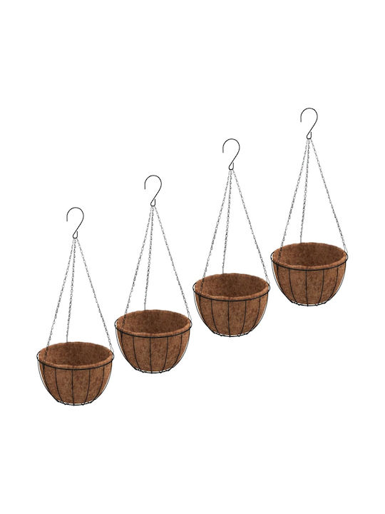 vidaXL Flower Pot Hanging 35x52cm Set 4pcs in Black Color 319358