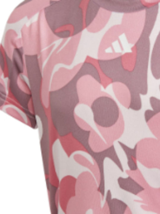 Adidas Παιδικό Καλοκαιρινό Crop Top Κοντομάνικο Ροζ