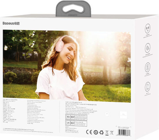 Baseus Encok D02 Pro Wireless / Wired On Ear Headphones with 25 hours of Operation and Quick Charge Pink