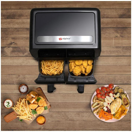 Alpina Appliances Air Fryer with Double Detachable Bucket 8lt Black 24012