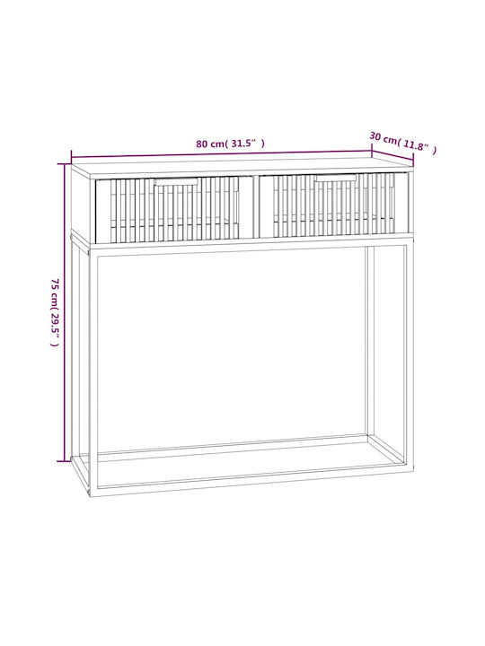 Solid Wood Console Table L80xW30xH75cm