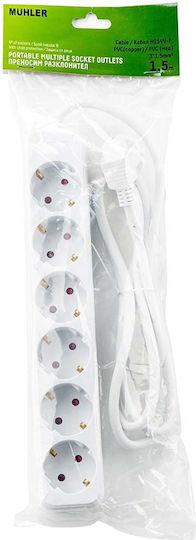 Muhler Power Strip 6 Positions with Cable 1.5m