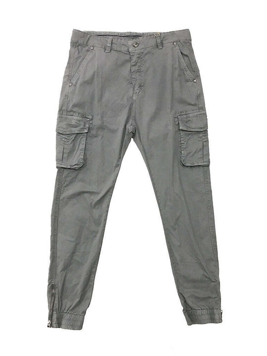 Ustyle Men's Trousers Cargo Elastic Gray