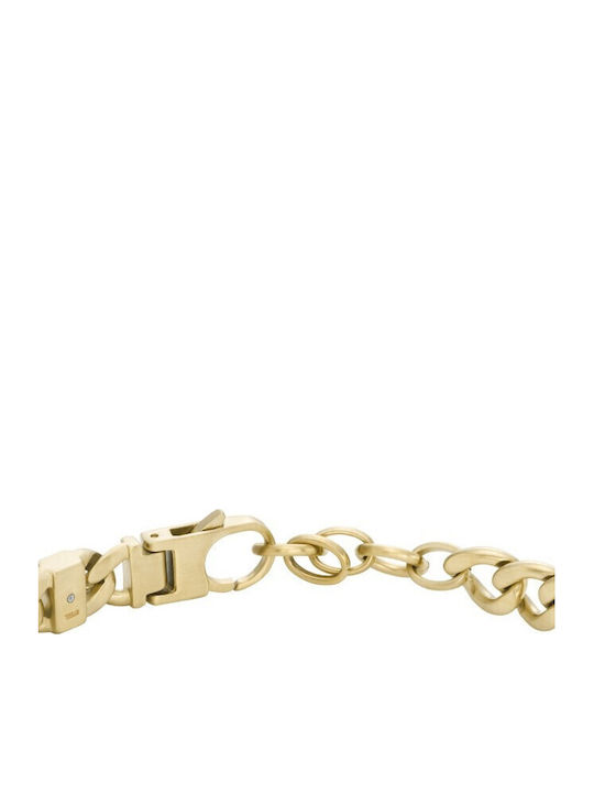 Fossil Men's Identity Bracelet Made of Stainless Steel Gold Plated 18.5cm