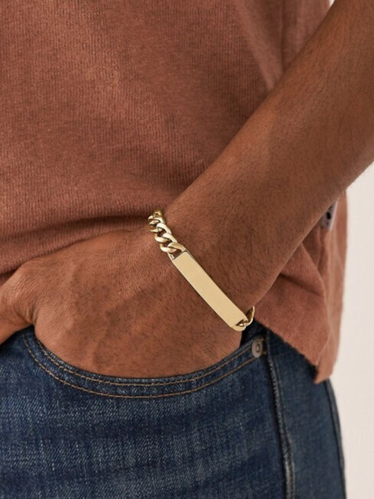 Fossil Men's Identity Bracelet Made of Stainless Steel Gold Plated 18.5cm