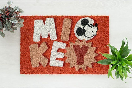 Grupo Erik Fußmatte aus Kokosnussfasern mit rutschfester Unterlage Mickey Orange 40x60cm