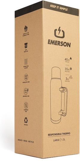 Emerson Ανακυκλώσιμο Μπουκάλι Θερμός Ανοξείδωτο BPA Free 1.3lt Μαύρο
