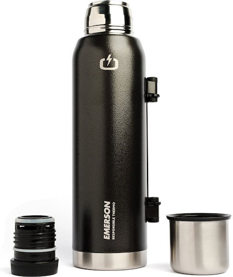 Emerson Ανακυκλώσιμο Μπουκάλι Θερμός Ανοξείδωτο BPA Free 1.3lt Μαύρο