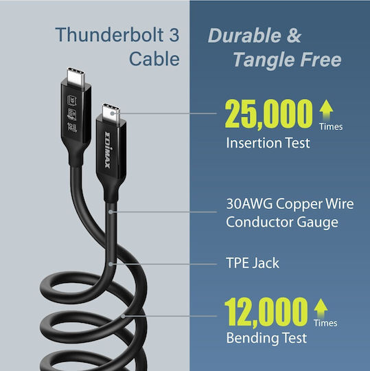 Edimax USB4/Thunderbolt3 USB 4 Cable USB-C male - USB-C 240W Black 0.5m (UC4-005TB)