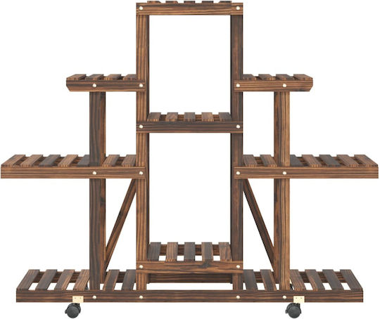 vidaXL Ραφιέρα Γλάστρας Ξύλινη Καφέ με Ρόδες 110x25x101εκ.