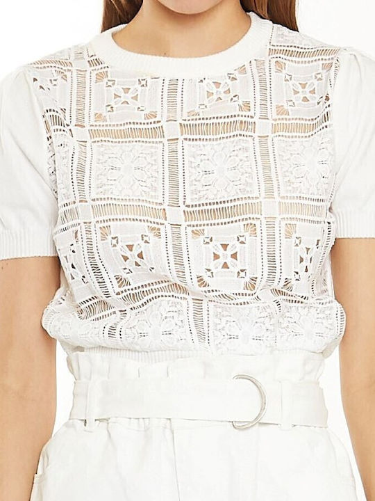 Women's Summer Blouse Short Sleeve White