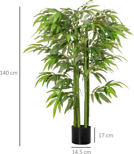 Künstliche Pflanze im Topf Bamboo Grün 140cm HomCom