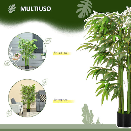 Künstliche Pflanze im Topf Bamboo Grün 140cm HomCom