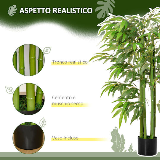 Künstliche Pflanze im Topf Bamboo Grün 140cm HomCom
