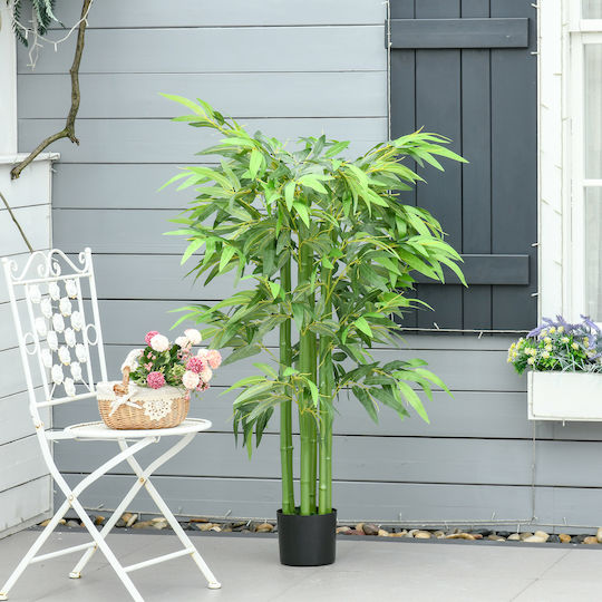 Künstliche Pflanze im Topf Bamboo Grün 140cm HomCom