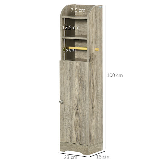 Kleankin Floor Bathroom Column Cabinet L23xD18xH100cm Gray