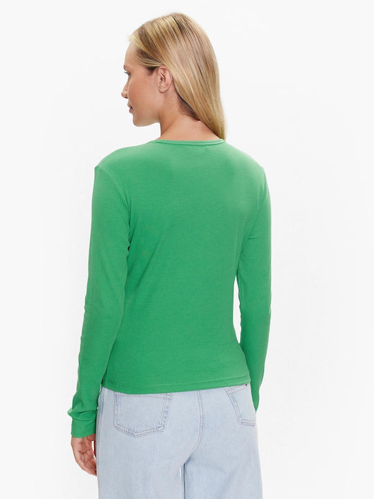 Tommy Hilfiger Bluza de Damă din Bumbac Mânecă lungă Verde