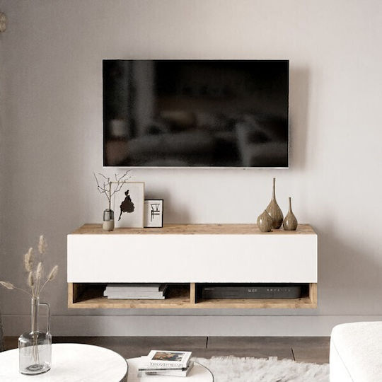 TV-Ständer Roscoe Weiß-Eiche M100xP31.5xH29.5cm