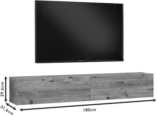TV Stand Dello Gray L180xD31.6xH29.6cm