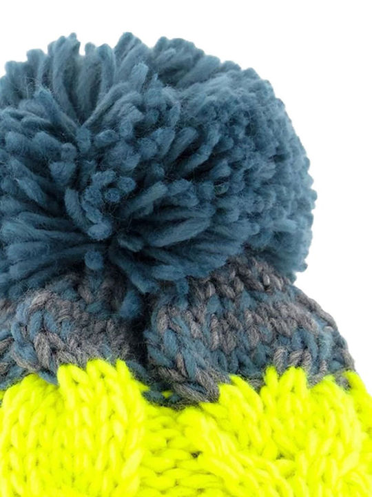 Jackson Pom Pom Beanie Unisex Σκούφος Πλεκτός σε Μπλε χρώμα