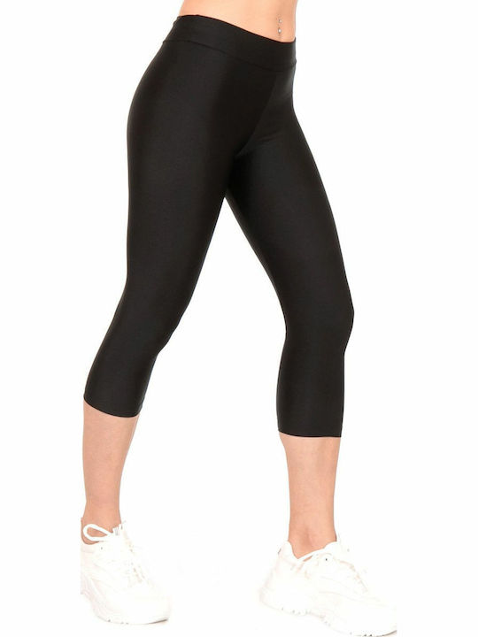 Frauen Capri Leggings Hochgeschnitten Schwarz