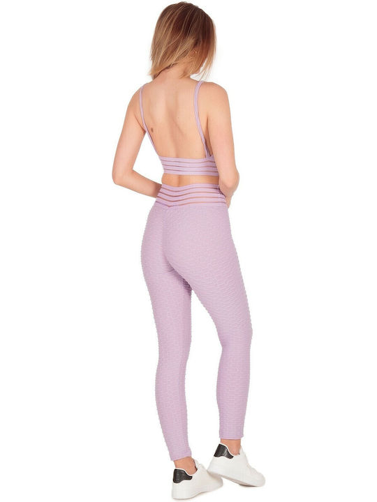 Set Women's Long Leggings High Waisted & Push Up Purple