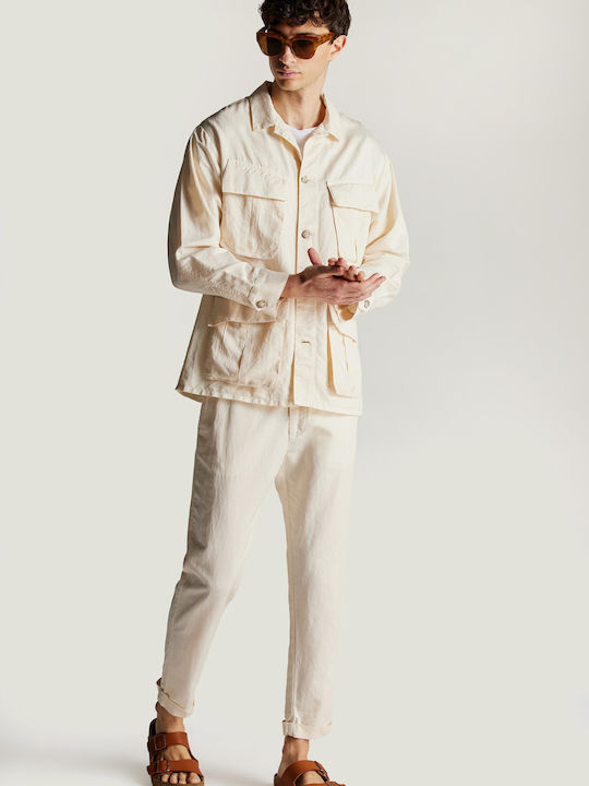 Μακρυμάνικo Λινό Overshirt cream