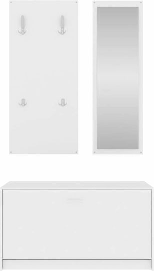 Entry Furniture with Mirror / Hanger & Shoe Rack 80x27x46.5cm
