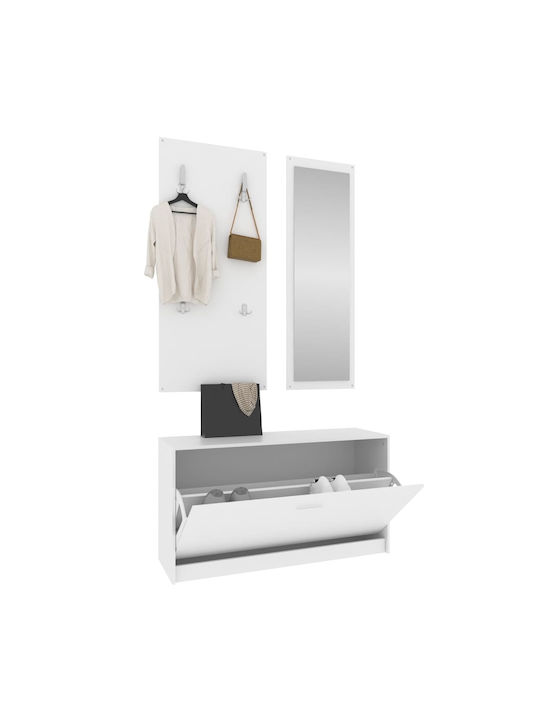 Entry Furniture with Mirror / Hanger & Shoe Rack 80x27x46.5cm