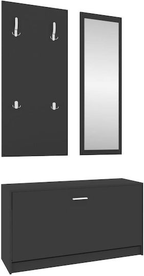Entry Furniture with Mirror / Hanger & Shoe Rack 80x27x46.5cm