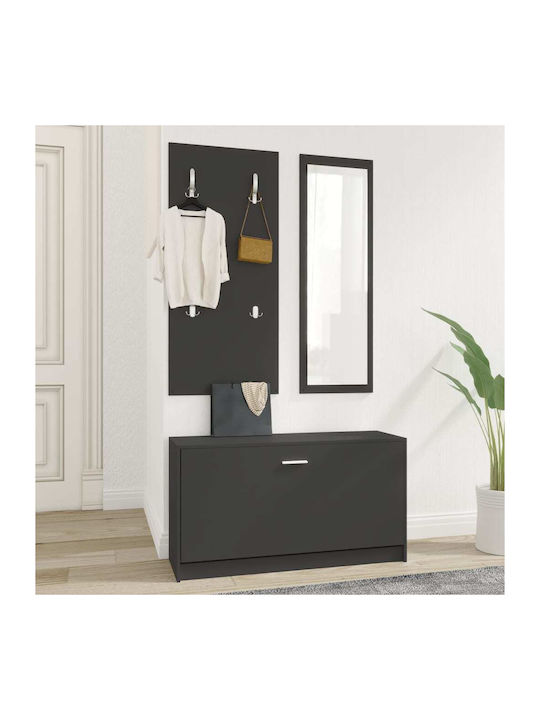 Entry Furniture with Mirror / Hanger & Shoe Rack 80x27x46.5cm