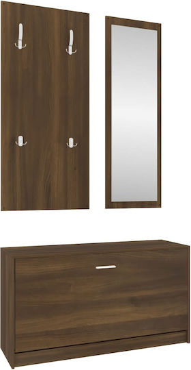 Entry Furniture with Mirror / Hanger & Shoe Rack 80x27x46.5cm