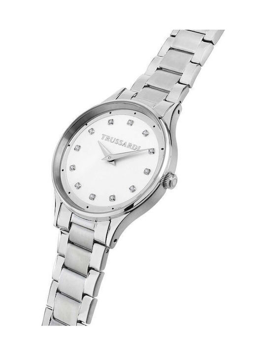 Trussardi T-star Γυναικείο Ρολόι 34mm Μπαταρίας με Ασημί Μεταλλικό Μπρασελέ
