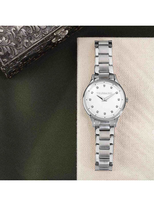 Trussardi T-star Γυναικείο Ρολόι 34mm Μπαταρίας με Ασημί Μεταλλικό Μπρασελέ
