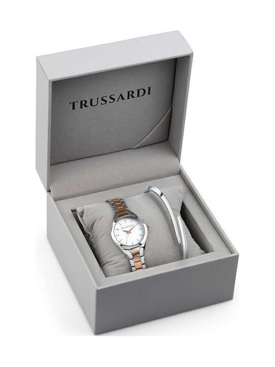 Trussardi Γυναικείο Ρολόι 30mm Μπαταρίας με Μεταλλικό Μπρασελέ
