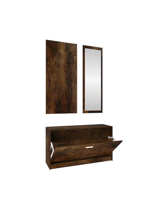 Hallway Furniture with Mirror, Hanger and Shoe Rack 80x27x46.5cm