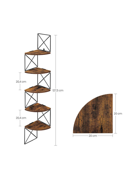 Eckregal Wand Braun 20x20x127.5cm