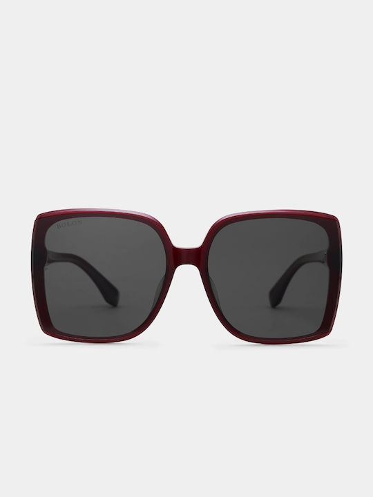 Bolon Women's Sunglasses with Burgundy Plastic Frame and Black Polarized Lens BL3109C30