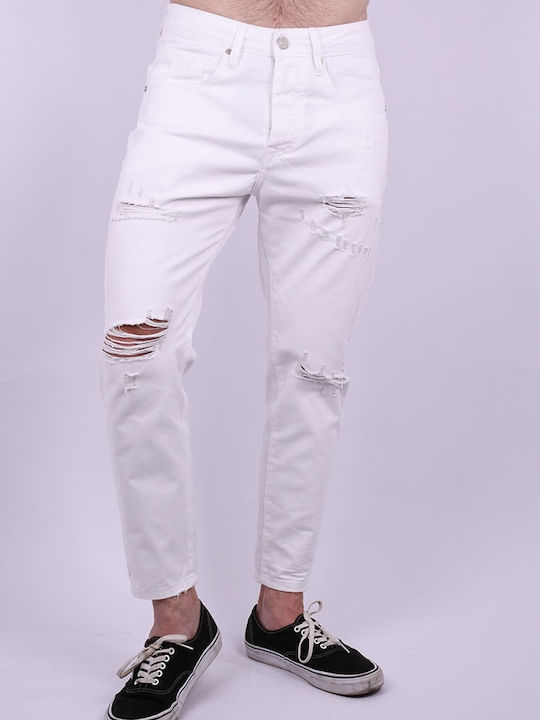 Men's Jeans Pants with Loose Baggy Fit White