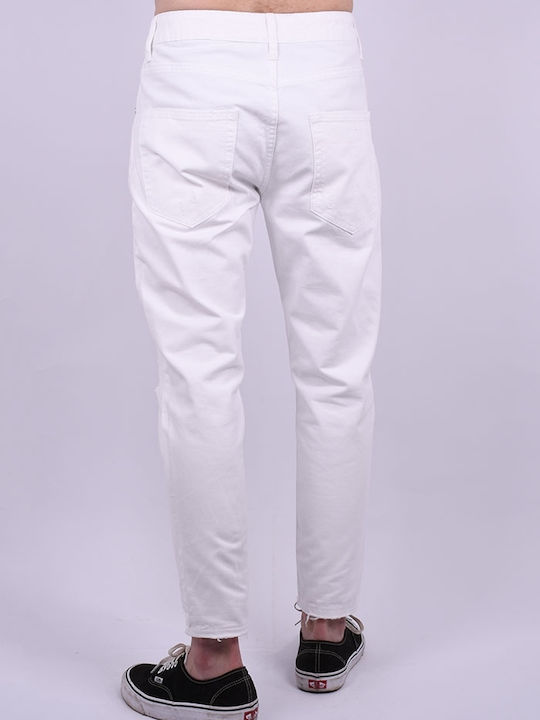 Men's Jeans Pants with Loose Baggy Fit White