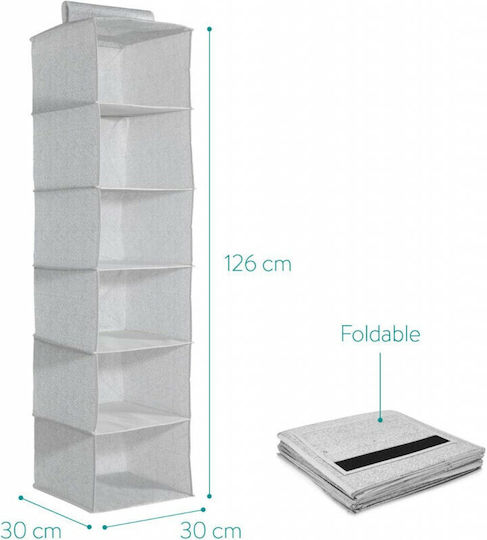 Navaris Fabric Hanging Storage Case For Clothes in Gray Color 30x30x126cm 1pcs