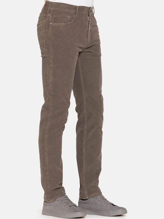 Trousers Elastic in Regular Fit Brown