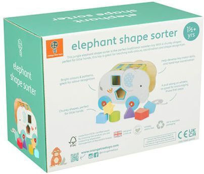 Orange Tree Toys Παιχνίδι Ταξινόμησης Σχημάτων Ελέφαντας από Ξύλο για 18+ Μηνών
