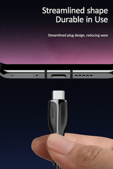 Usams US-SJ372 USB 2.0 Cable USB-C male - USB-A 10W Μαύρο 1m SJ372USB01