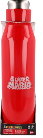Stor Kids Water Bottle Thermos Super Mario Silicone with Screw Cap Non Spill Red 580ml