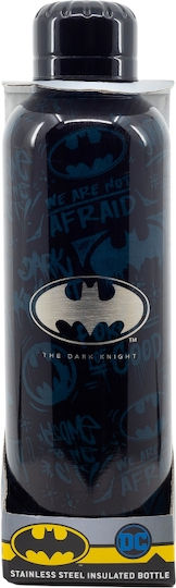 Stor Insulated Steel Bottle Symbol Kids Water Bottle Batman Stainless Steel with Screw Cap Non Spill Black 515ml
